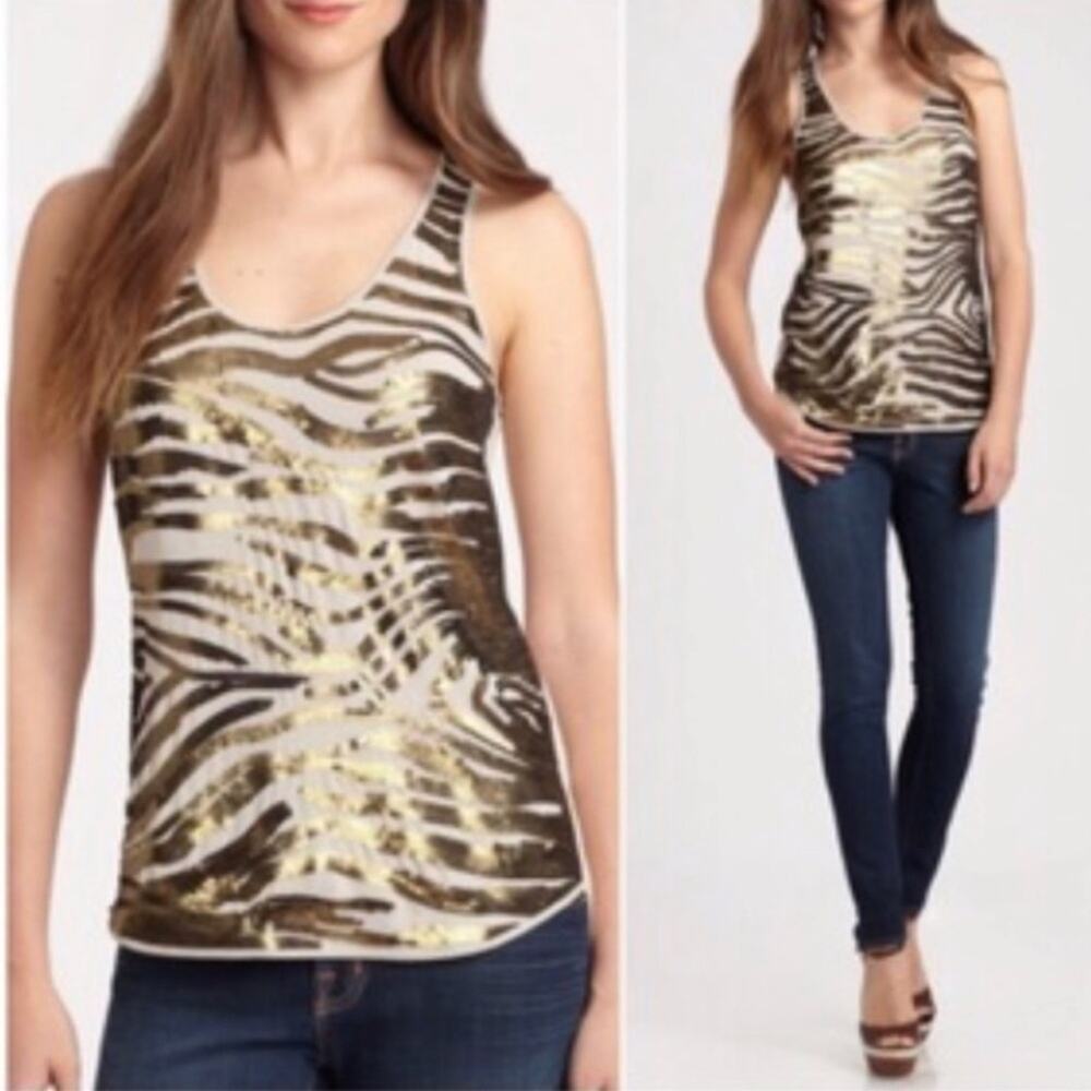 BCBGMaxAzria Zebra Sequined Tank Top Size Small in like new condition